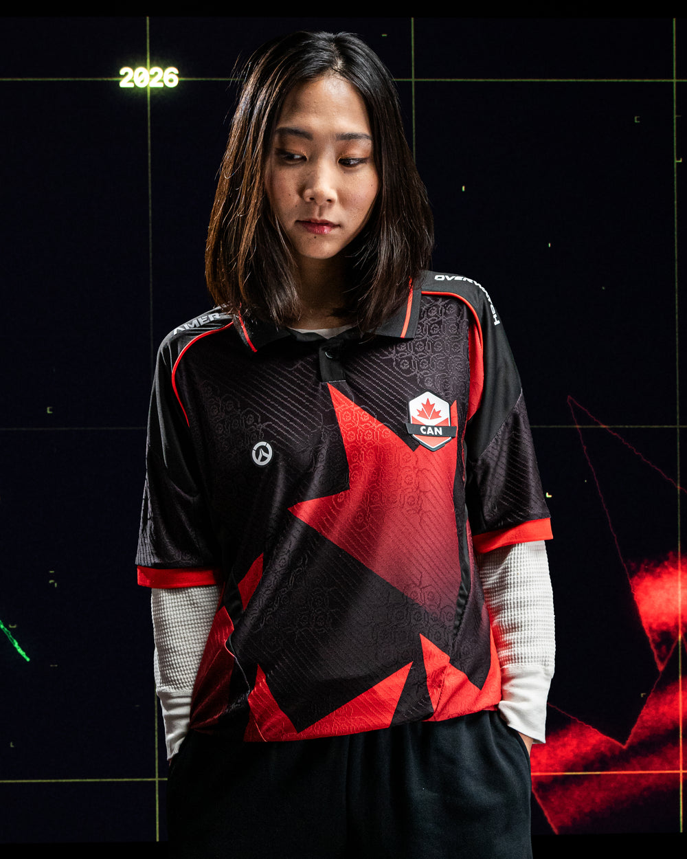 Woman posing in Canada jersey